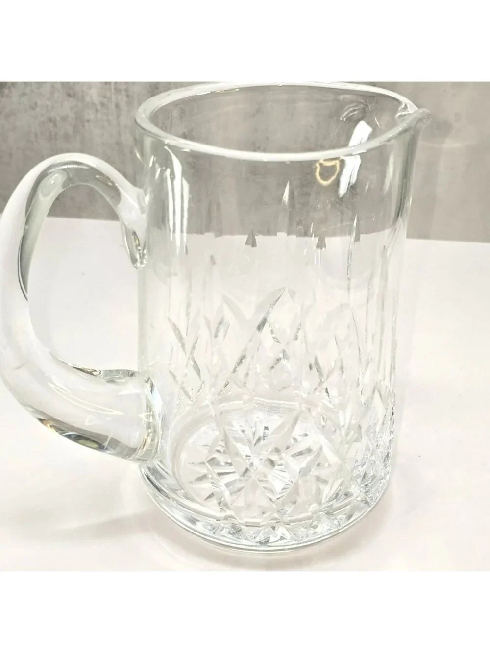 Glass Pitcher With Handle Diamond Pattern Vintage Waterford Lismore? CM2321